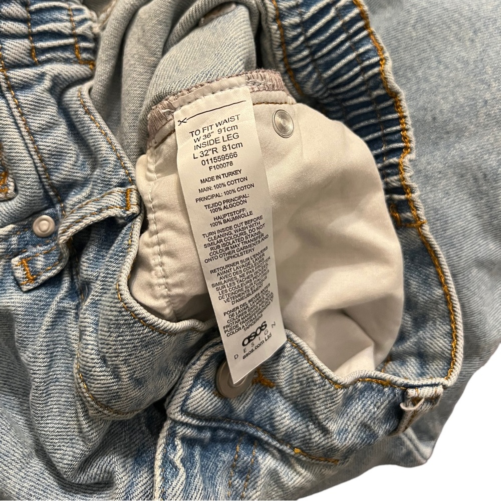 Asos Straight Leg Light Wash Jeans Men’s Size 36X32 - Picture 5 of 6